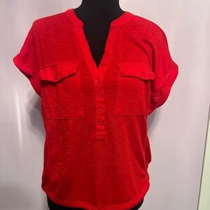 No Boundaries Red Short Sleeve Blouse